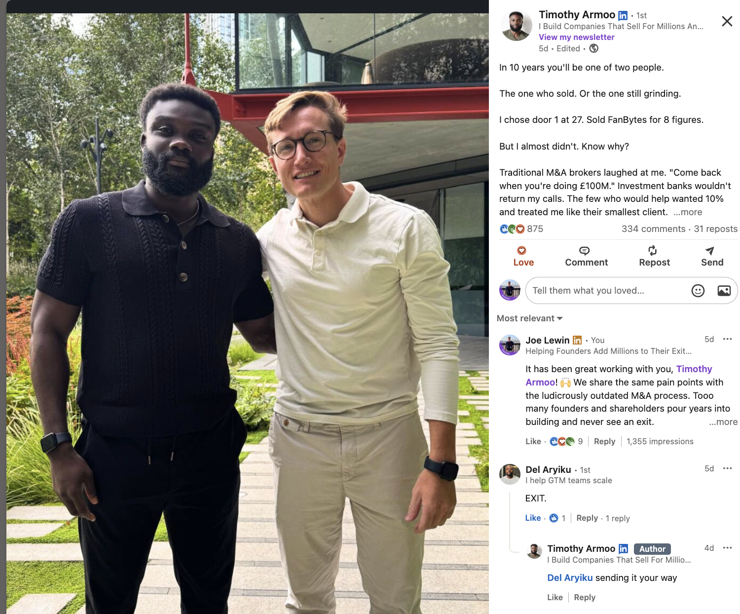 Timothy Armoo and Joe Lewin partnership